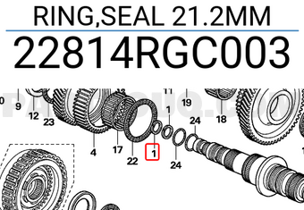 Honda 22814RGC003 RING,SEAL 21.2MM