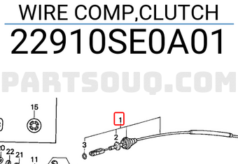 Honda 22910SE0A01 WIRE COMP,CLUTCH