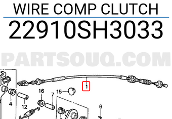 Honda 22910SH3033 WIRE COMP CLUTCH