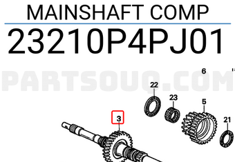 Honda 23210P4PJ01 MAINSHAFT COMP