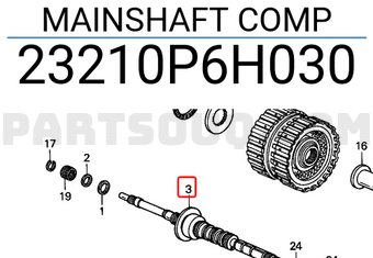 Honda 23210P6H030 MAINSHAFT COMP