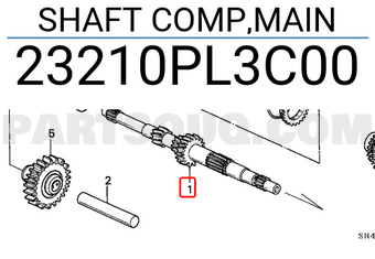 Honda 23210PL3C00 SHAFT COMP,MAIN