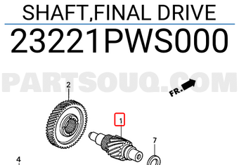 Honda 23221PWS000 SHAFT,FINAL DRIVE