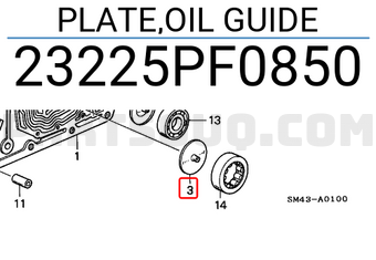 Honda 23225PF0850 PLATE,OIL GUIDE