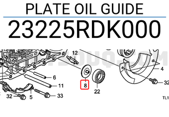 Honda 23225RDK000 PLATE OIL GUIDE