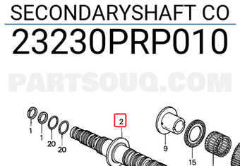 Honda 23230PRP010 SECONDARYSHAFT CO