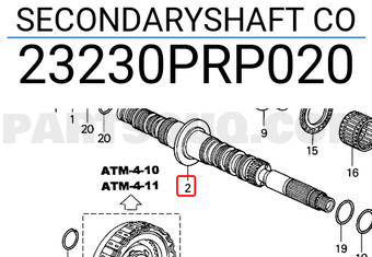 Honda 23230PRP020 SECONDARYSHAFT CO