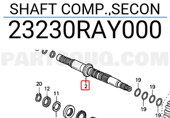 Honda 23230RAY000 SHAFT COMP.,SECON