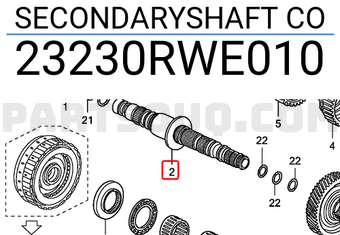 Honda 23230RWE010 SECONDARYSHAFT CO