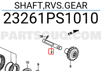 Honda 23261PS1010 SHAFT,RVS.GEAR