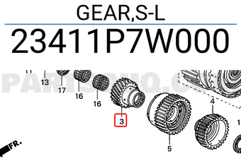Honda 23411P7W000 GEAR,S-L