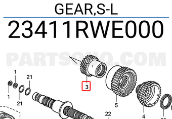 Honda 23411RWE000 GEAR,S-L