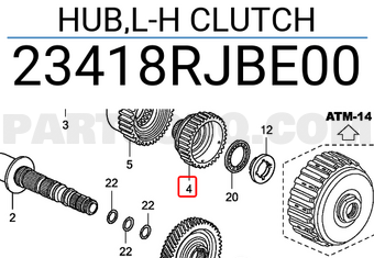 Honda 23418RJBE00 HUB,L-H CLUTCH