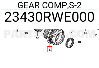 Honda 23430RWE000 GEAR COMP,S-2