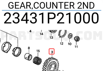Honda 23431P21000 GEAR,COUNTER 2ND