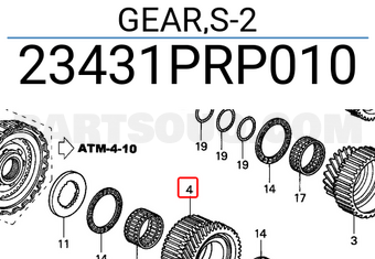 Honda 23431PRP010 GEAR,S-2