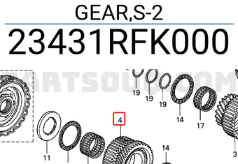 Honda 23431RFK000 GEAR,S-2