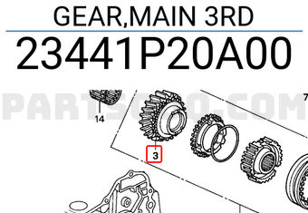 Honda 23441P20A00 GEAR,MAIN 3RD