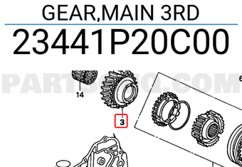 Honda 23441P20C00 GEAR,MAIN 3RD