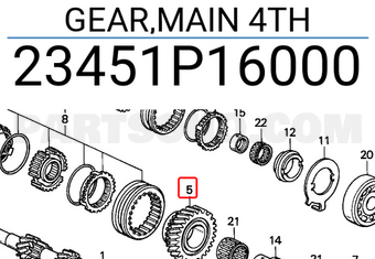 Honda 23451P16000 GEAR,MAIN 4TH