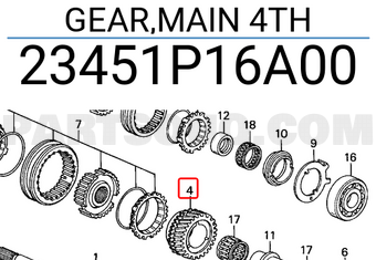 Honda 23451P16A00 GEAR,MAIN 4TH