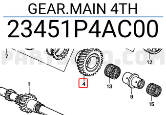 Honda 23451P4AC00 GEAR.MAIN 4TH