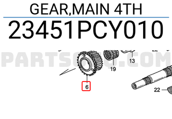 Honda 23451PCY010 GEAR,MAIN 4TH