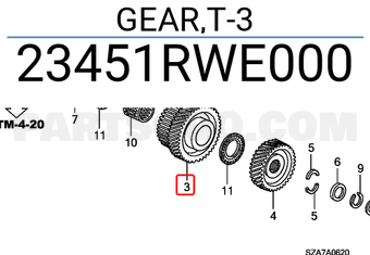 Honda 23451RWE000 GEAR,T-3