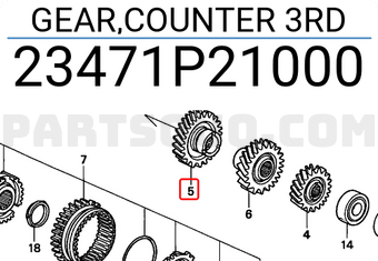 Honda 23471P21000 GEAR,COUNTER 3RD