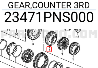 Honda 23471PNS000 GEAR,COUNTER 3RD
