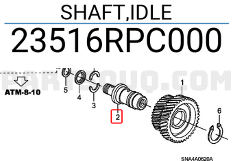 Honda 23516RPC000 SHAFT,IDLE