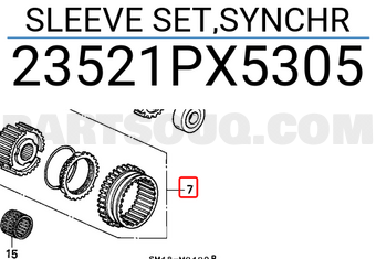 Honda 23521PX5305 SLEEVE SET,SYNCHR