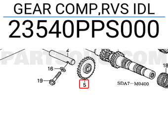 Honda 23540PPS000 GEAR COMP,RVS IDL