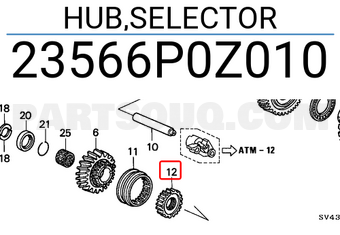 Honda 23566P0Z010 HUB,SELECTOR