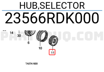 Honda 23566RDK000 HUB,SELECTOR