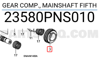 Honda 23580PNS010 GEAR COMP., MAINSHAFT FIFTH