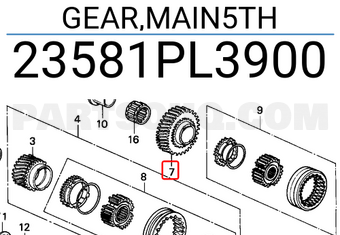 Honda 23581PL3900 GEAR,MAIN5TH