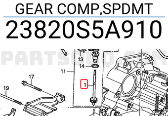 Honda 23820S5A910 GEAR COMP,SPDMT