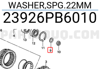 Honda 23926PB6010 WASHER,SPG.22MM