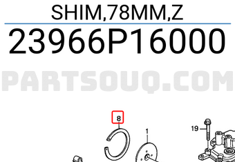 Honda 23966P16000 SHIM,78MM,Z