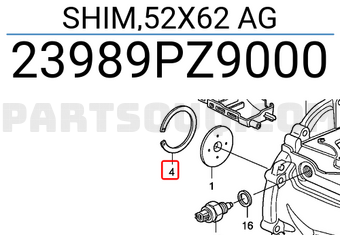 Honda 23989PZ9000 SHIM,52X62 AG
