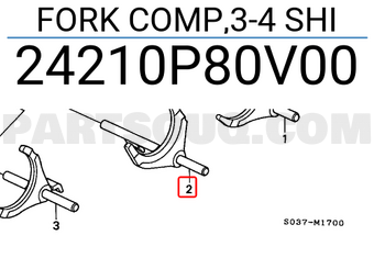Honda 24210P80V00 FORK COMP,3-4 SHI