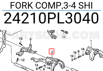 Honda 24210PL3040 FORK COMP,3-4 SHI