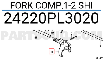 Honda 24220PL3020 FORK COMP,1-2 SHI