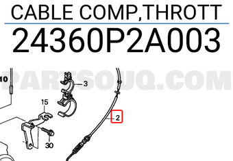 Honda 24360P2A003 CABLE COMP,THROTT