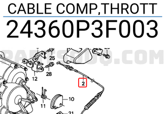 Honda 24360P3F003 CABLE COMP,THROTT