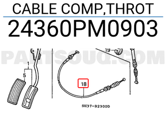 Honda 24360PM0903 CABLE COMP,THROT