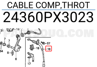 Honda 24360PX3023 CABLE COMP,THROT
