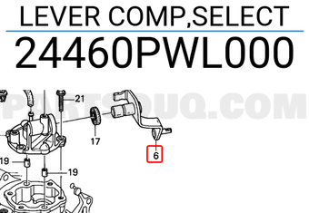 Honda 24460PWL000 LEVER COMP,SELECT