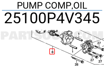 Honda 25100P4V345 PUMP COMP,OIL